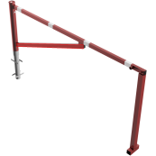 Swing barrier | for casting in concrete, hot-dip galvanized and red coated with white reflecting rings | clear width: 2500 mm | with triangular lock